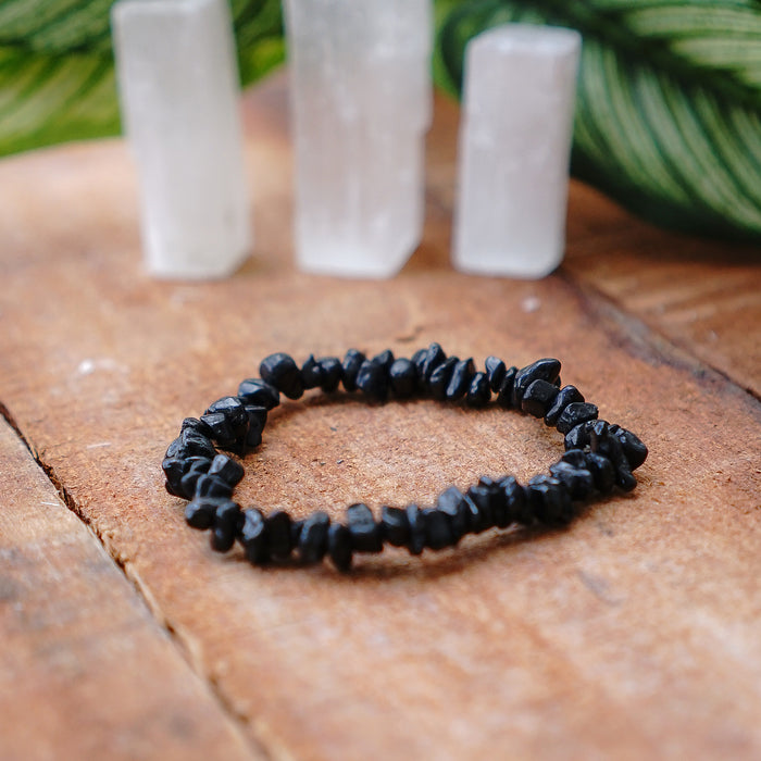 Black tourmaline chip outlet bracelet