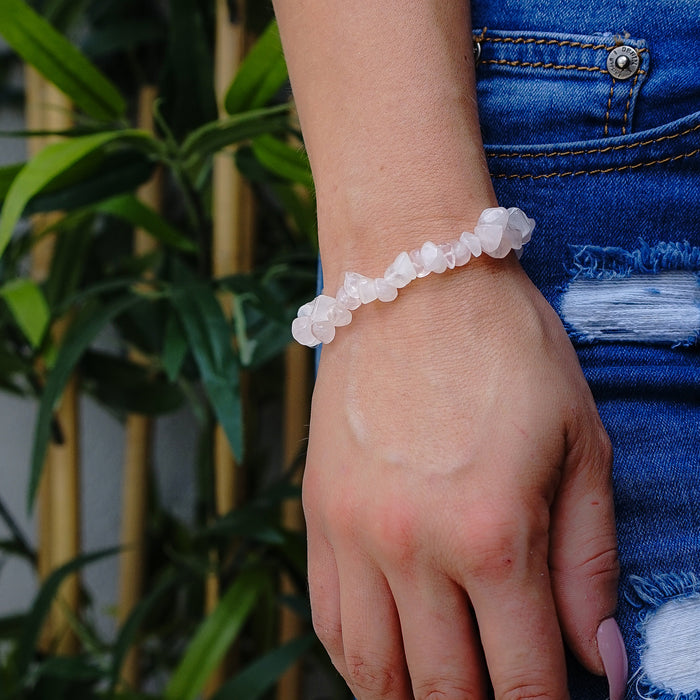 Rose Quartz Chip Bracelet