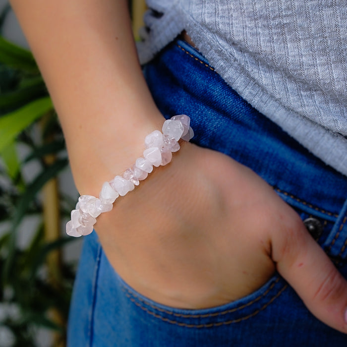 Rose Quartz Chip Bracelet