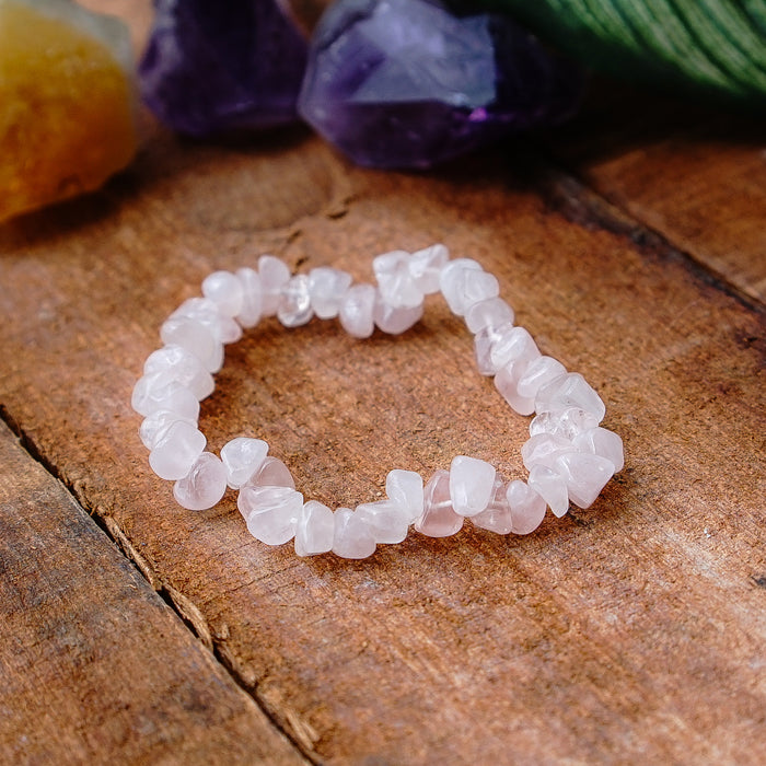 Rose quartz chip shop bracelet