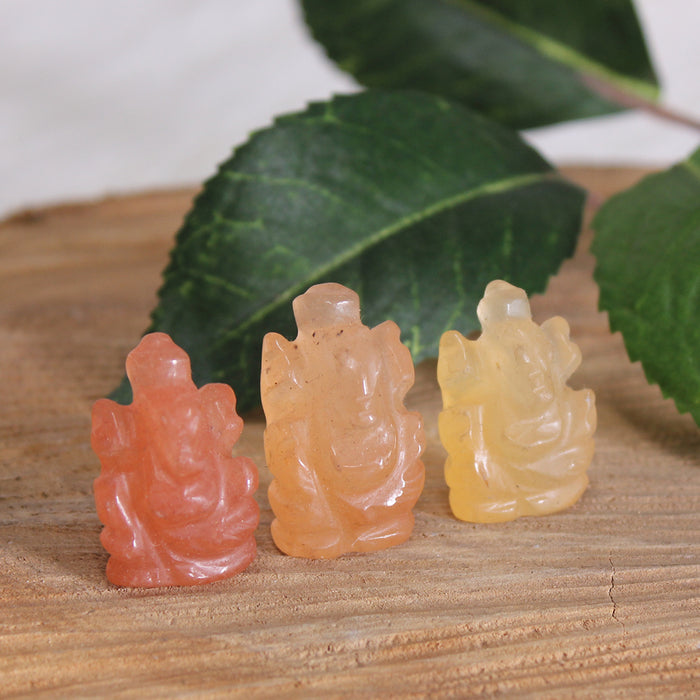 Orange Aventurine Ganesh Carving - Small 1pc