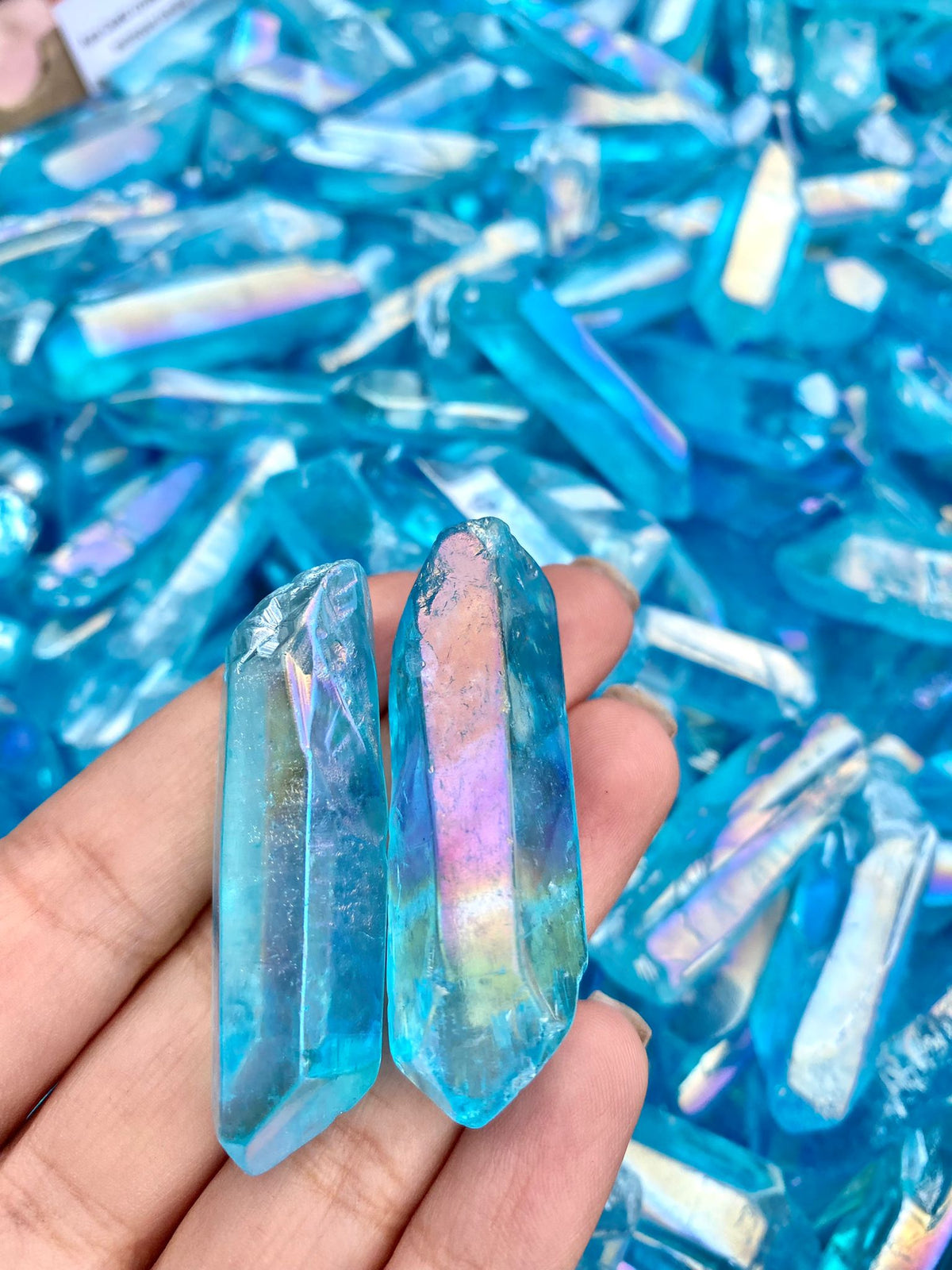 Angel Aura Quartz Points Blue 1pc