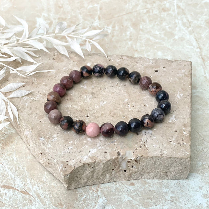 Rhodonite Bead Bracelet 8mm