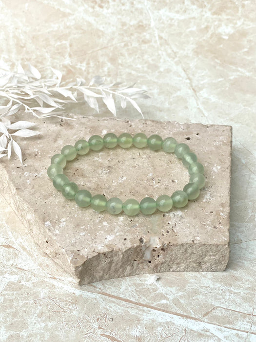 KALIFANO | Green Color Enhanced Jade Gemstone Elastic Bracelet for Sale