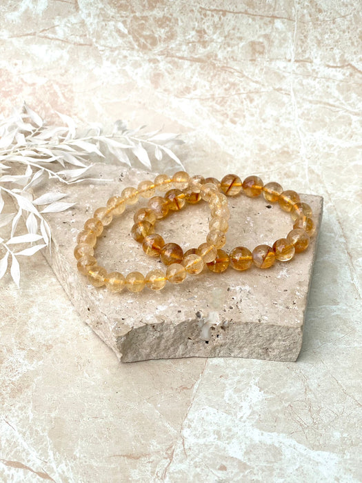 Natural Citrine Bead Bracelet 8mm