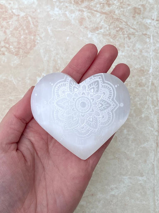 Selenite Engraved Heart