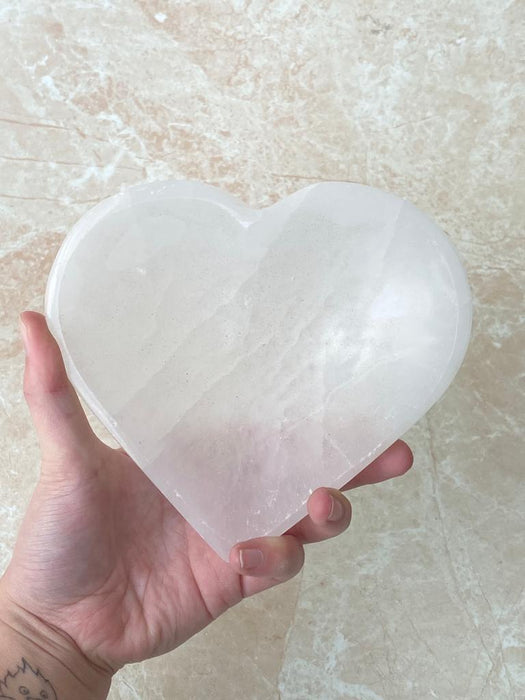 Selenite Bowl Heart Shape- Large 12 to 14cm