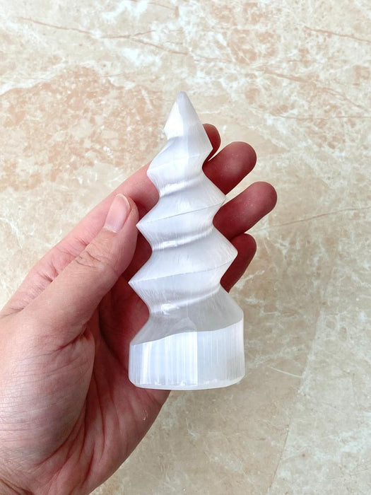 Selenite Spiral Tower 10cm