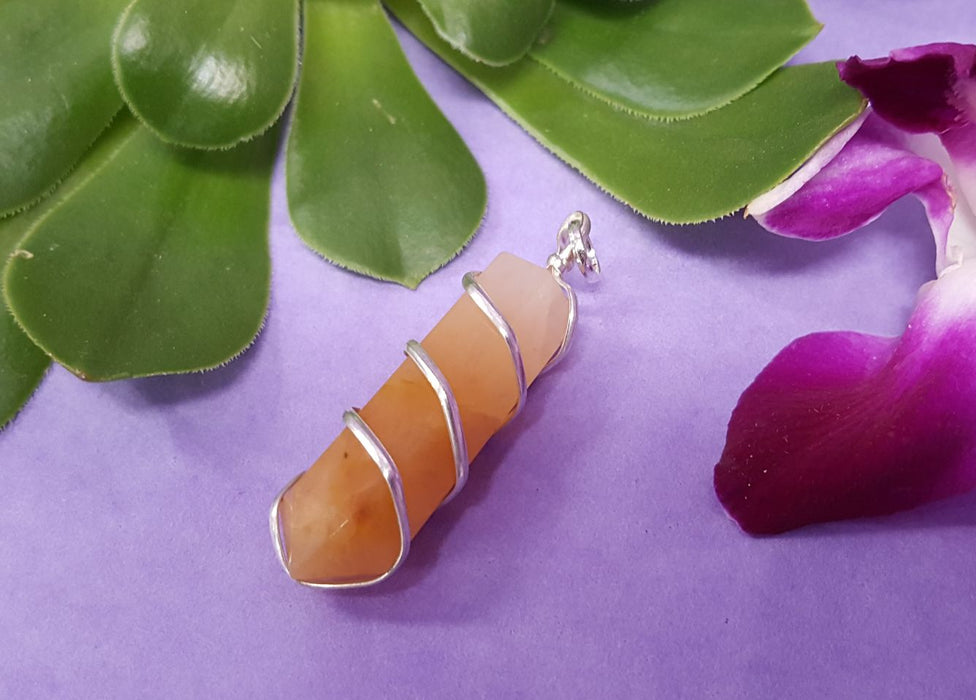 Yellow Aventurine Spiral Point Pendant