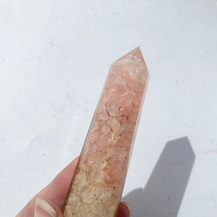 Orgonite Tower Generator Small - Rose Quartz