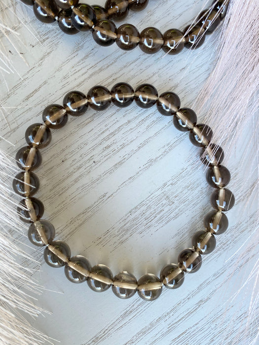 Smokey Quartz Bead Bracelet 8mm