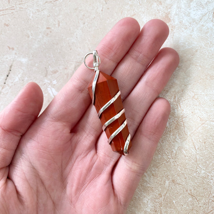 Red Jasper Spiral Pendant - 1pc