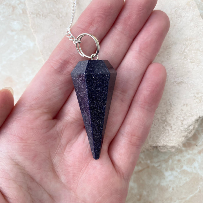 Blue Sandstone  Faceted Pendulum- 1pc