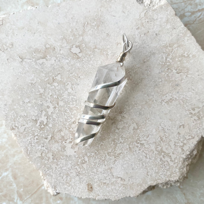 Clear Quartz Spiral Pendant - 1pc