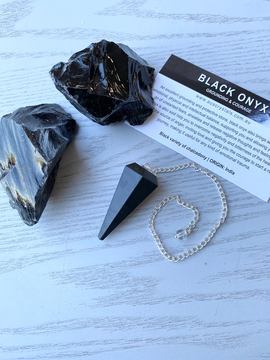 Black Onyx Faceted Pendulum