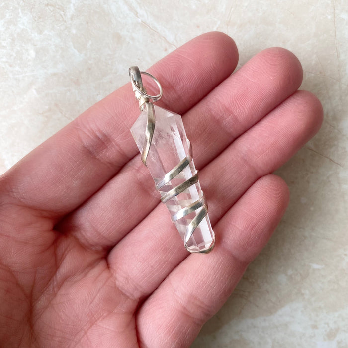 Clear Quartz Spiral Pendant - 1pc