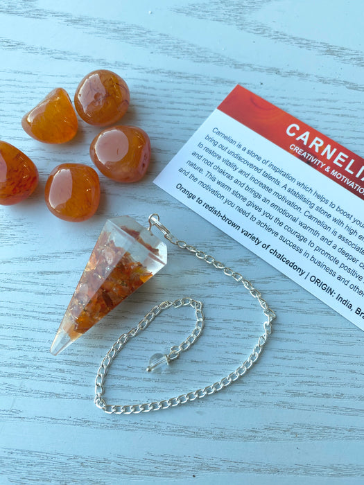 Orgonite Carnelian Faceted Pendulum