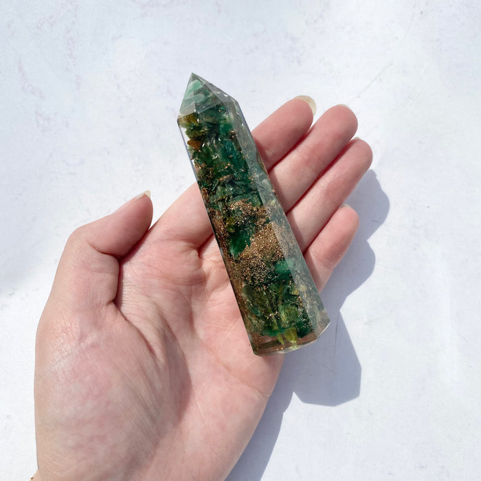 Orgonite Tower Generator Medium - Green Aventurine