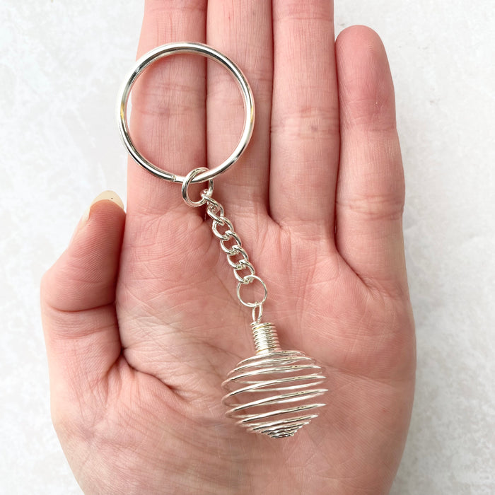 Spiral Cage Keyring - Silver Colour
