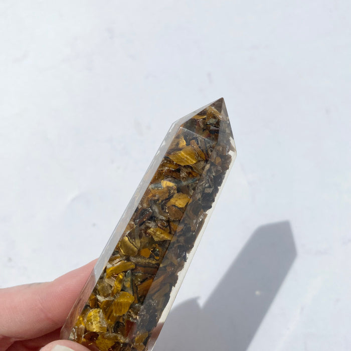 Orgonite Tower Generator Small - Tiger Eye