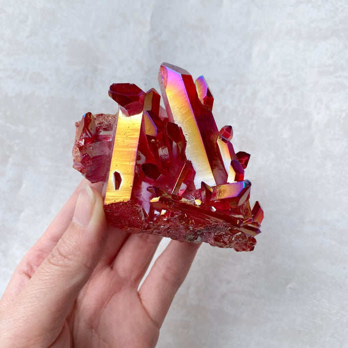 Red Aura Quartz Cluster AQC48 — Aus Crystals