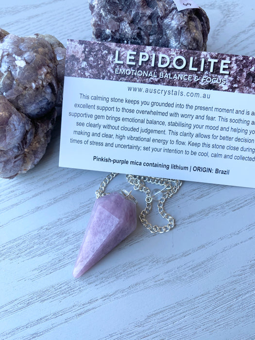 Lepidolite Faceted Pendulum