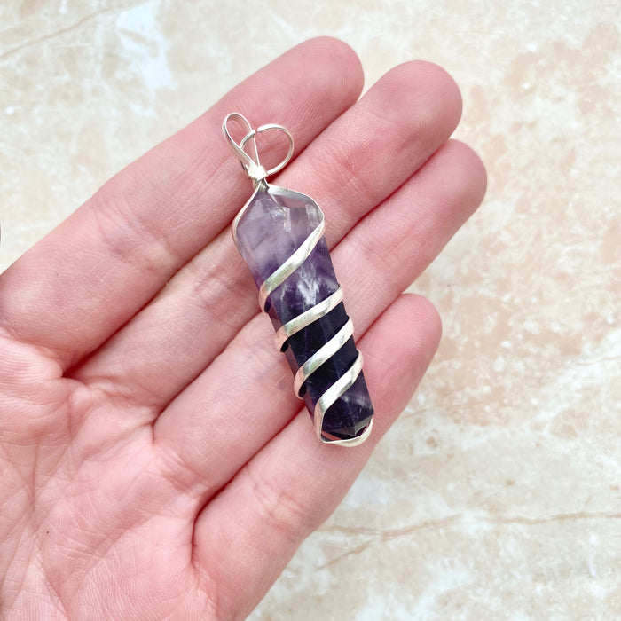 Amethyst Spiral Pendant - 1pc