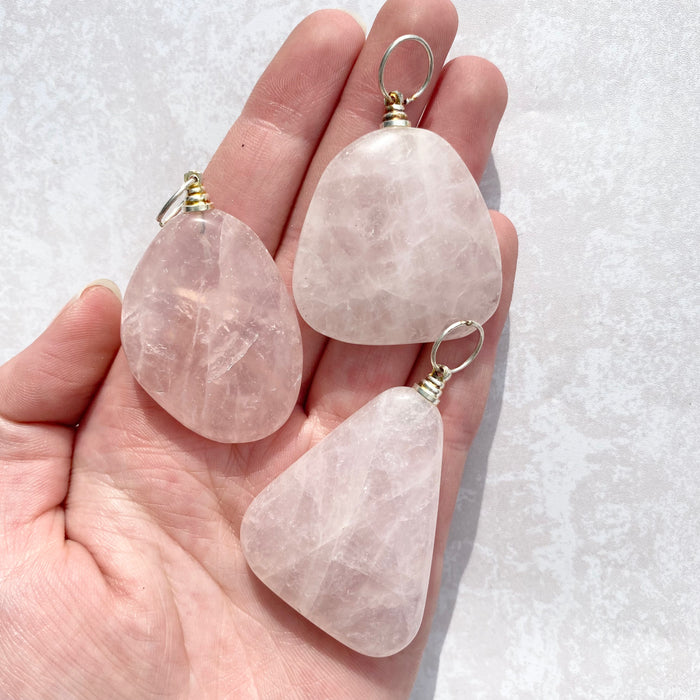 Rose Quartz Freeform Pendant - 1pc