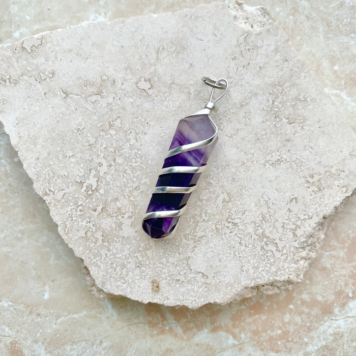 Amethyst Spiral Pendant - 1pc