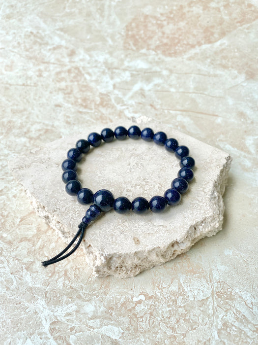 Blue Sandstone Bead Bracelet 8mm