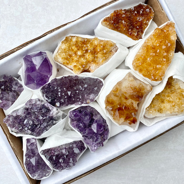 Half Amethyst & Citrine Cluster Box