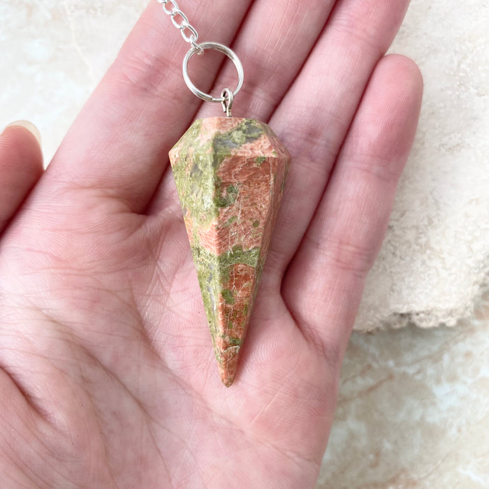 Unakite Faceted Pendulum