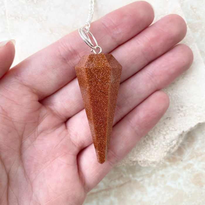 Gold Sandstone Faceted Pendulum- 1pc