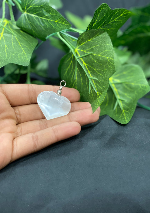 Selenite Heart Pendant 1pc