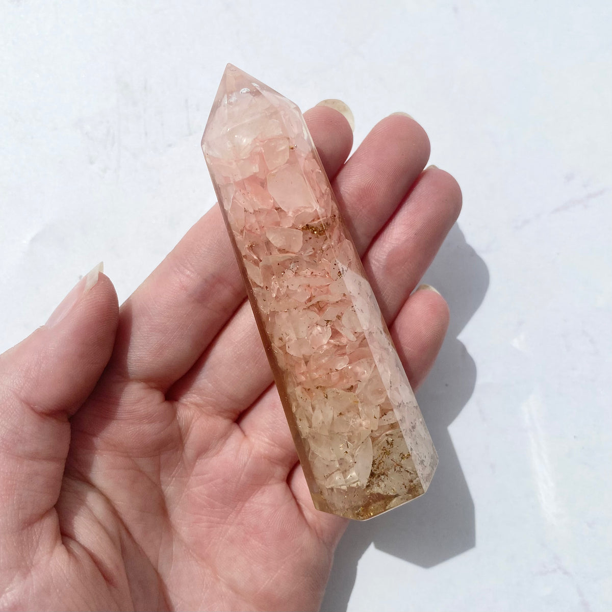 Orgonite Tower Generator Medium - Rose Quartz — Aus Crystals