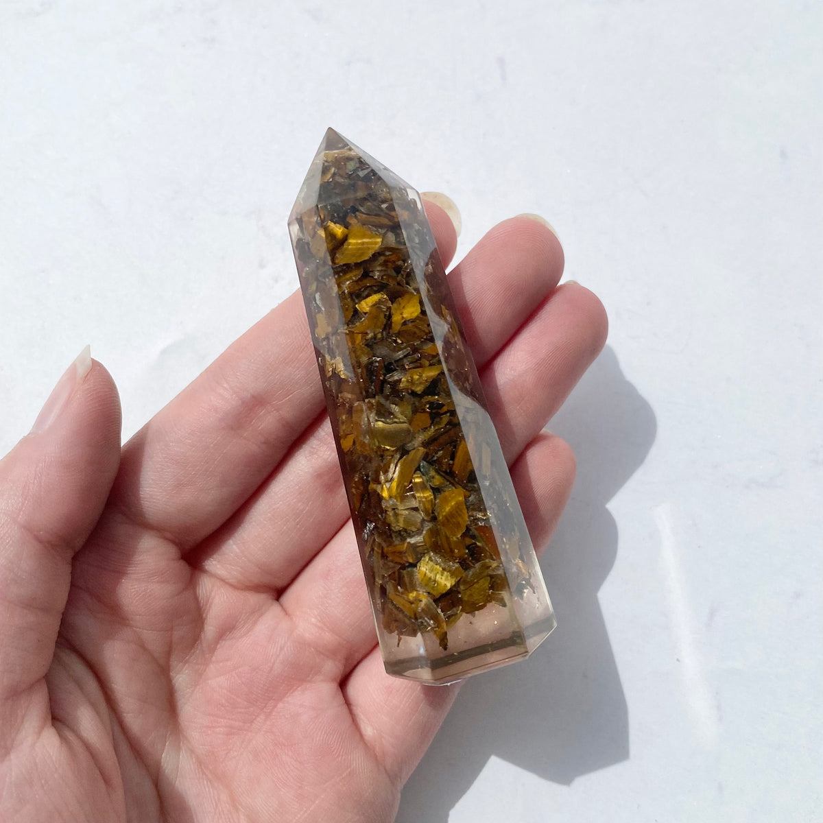 Orgonite Tower Generator Small - Tiger Eye — Aus Crystals