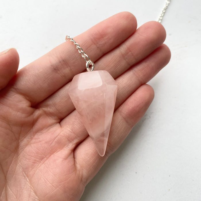 Rose Quartz Faceted Pendulum