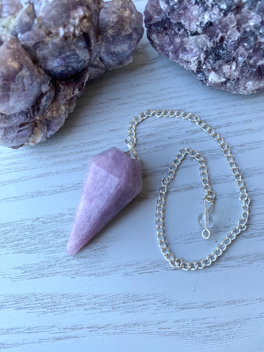 Lepidolite Faceted Pendulum