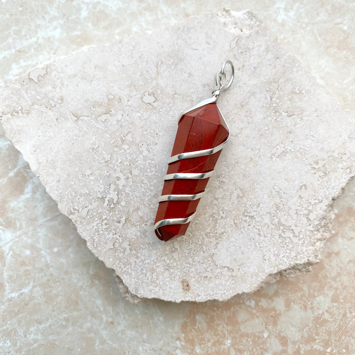 Red Jasper Spiral Pendant - 1pc