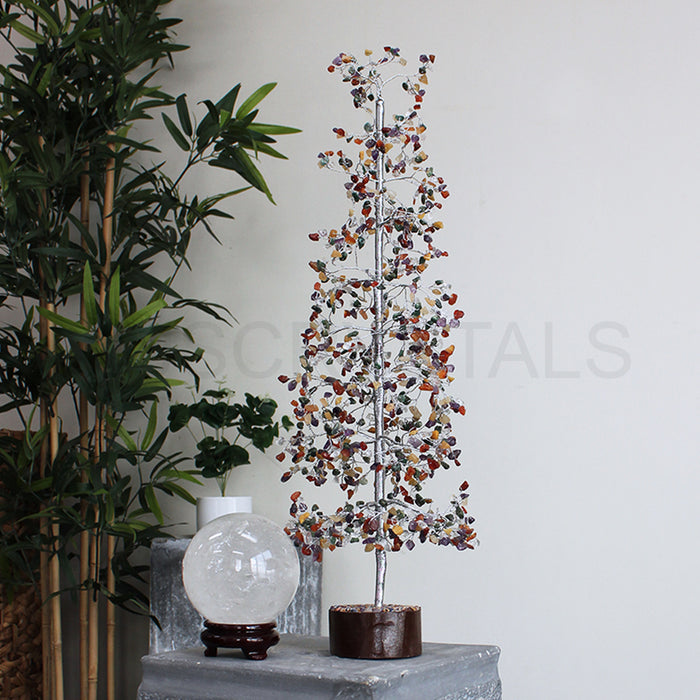 Mixed Crystal Tree - Large Silver