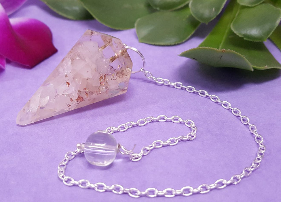 Orgonite Rose Quartz Facted Pendulum