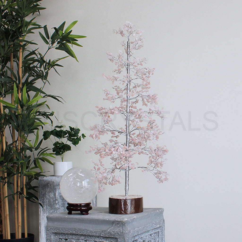 Rose Quartz Tree - Large Silver — Aus Crystals