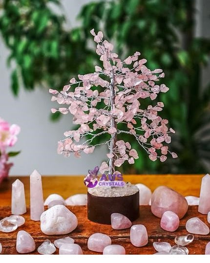 Rose Quartz Tree - Small Silver